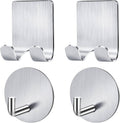 4-pack stainless steel shower razor holders with adhesive hook blades on circular plates