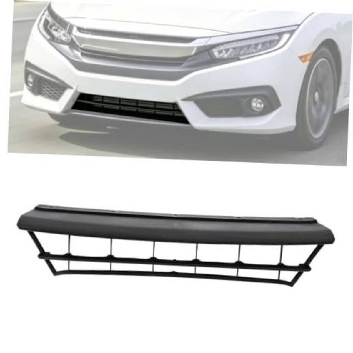 Front bumper lower grille insert, black mesh with rectangular grid openings