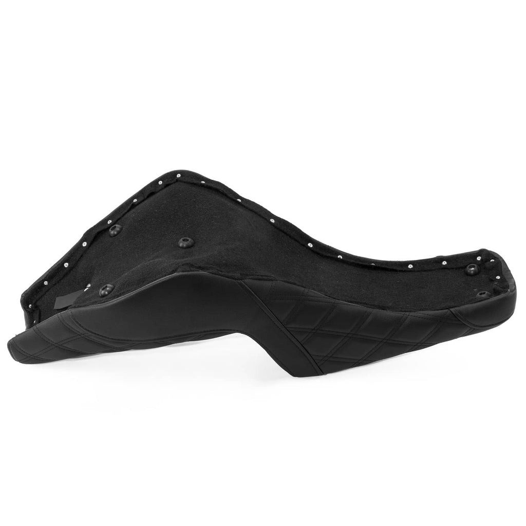 Black one-piece seat bottom with diamond quilting and side mounting points