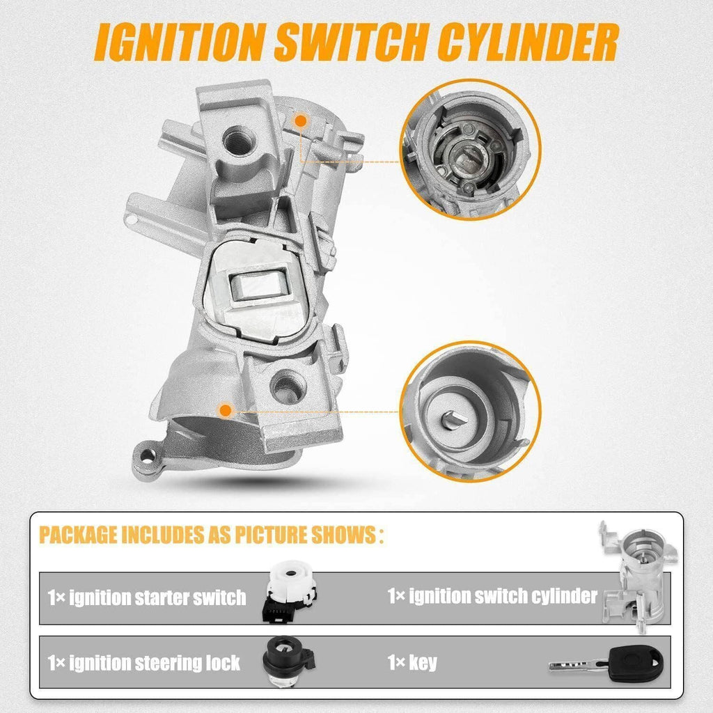 Ignition switch lock cylinder with metal housing and key slot