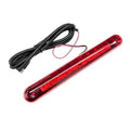 Red LED high-mount third brake light with black braided wiring harness and leads