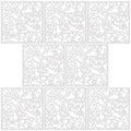 Set of white knockdown drywall repair texture sheets, square tiles