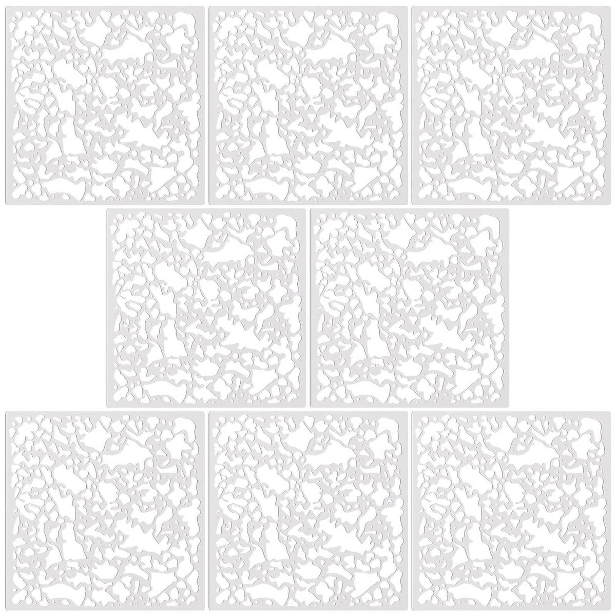 Set of white knockdown drywall repair texture sheets, square tiles