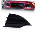 Black front bumper grille cover trim, left side, with stacked horizontal slats