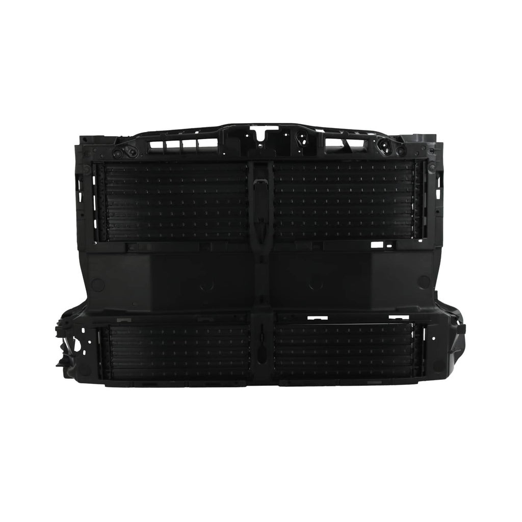 Front bumper grille air shutter housing, black plastic with grid and central motor area