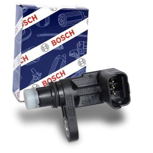 Bosch camshaft position sensor with electrical connector and mounting bracket