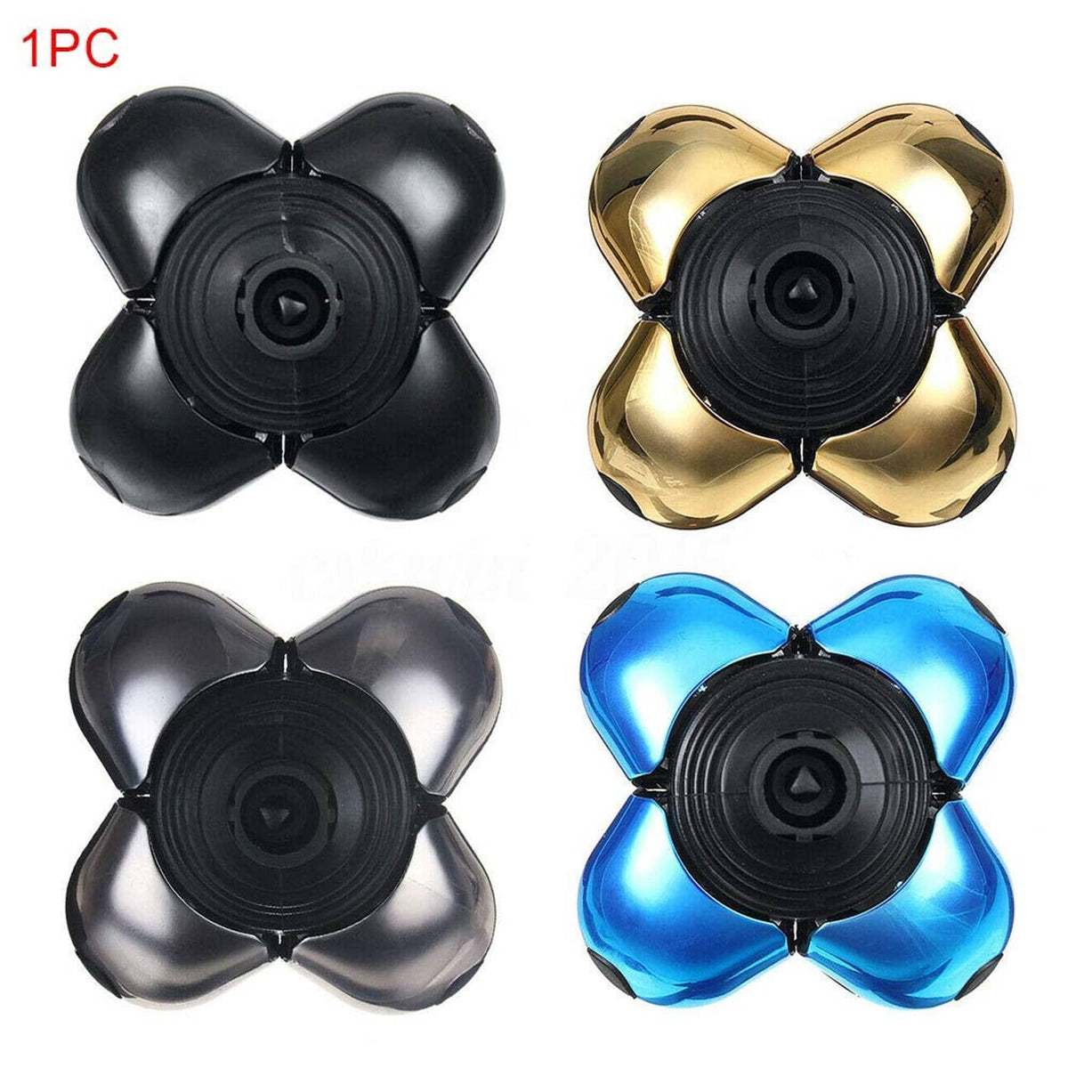 Single electric razor replacement head with five circular blades, black and gold finishes