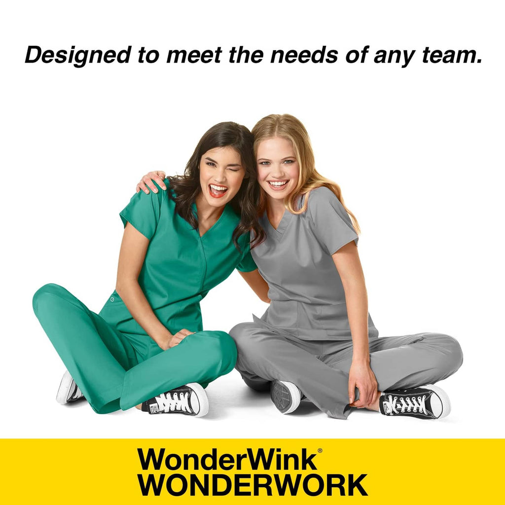 Two models wearing black unisex tie-back scrub caps, front angles