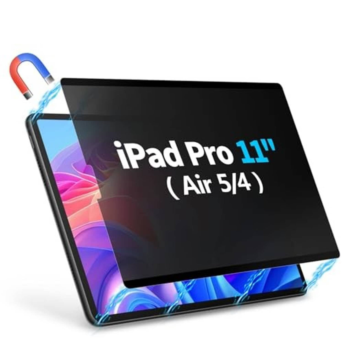 Privacy screen protector film for iPad Air 5/4, flat dark tinted screen