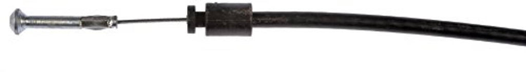 Hood release cable with silver metal end fitting and black connector sleeve