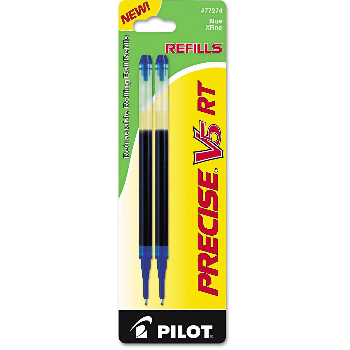 Pilot Precision V5 RT blue ink refill cartridges, extra-fine 0.5 mm, two-pack