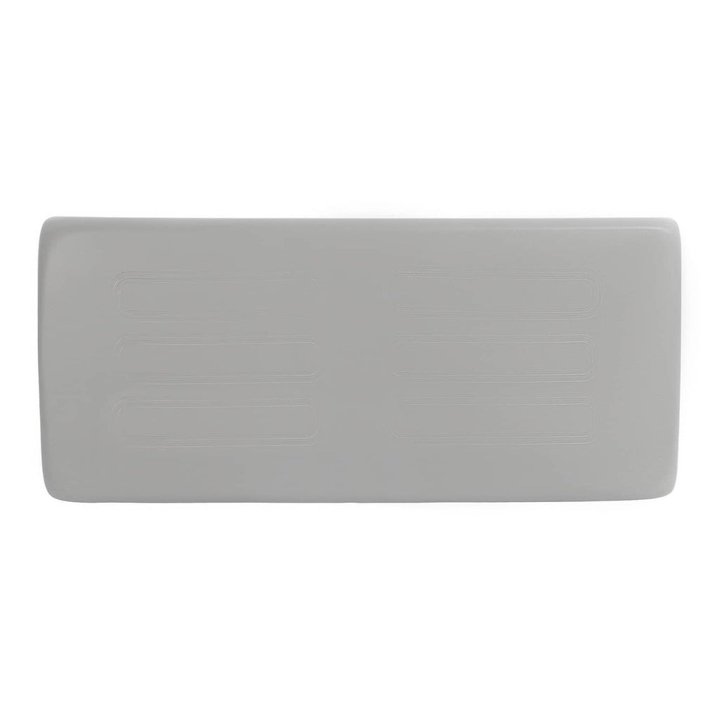 Light gray seat cushion with smooth top and rounded edges