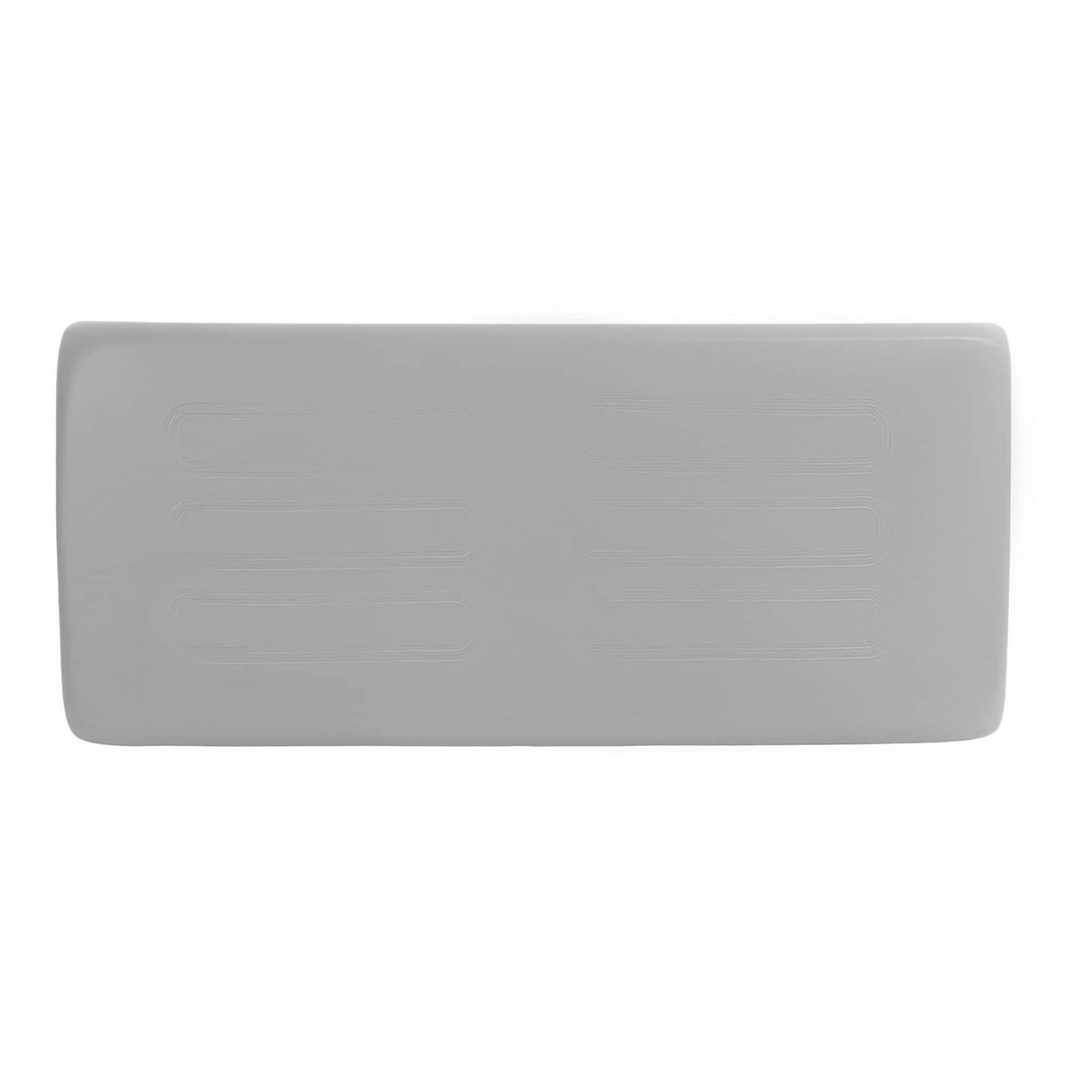 Light gray seat cushion with smooth top and rounded edges