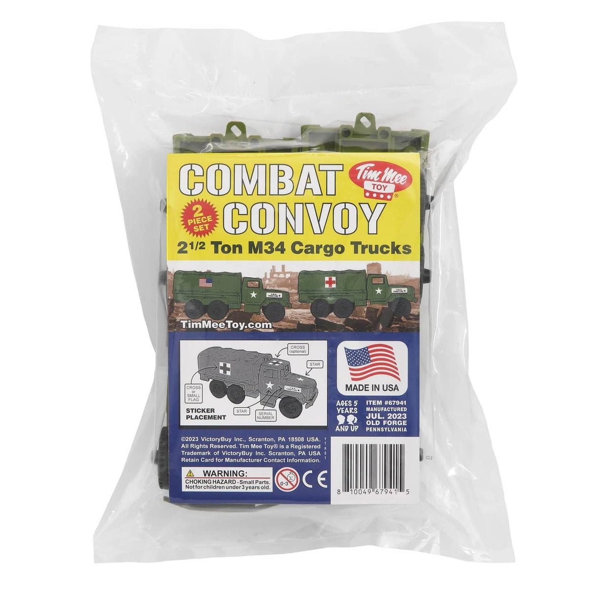 Combat Convoy sticker pack for TimMee 2 1/2 Ton M34 Cargo Trucks, made in USA