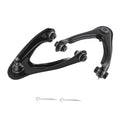 Front upper control arm kit with ball joints, black steel, includes hardware pins