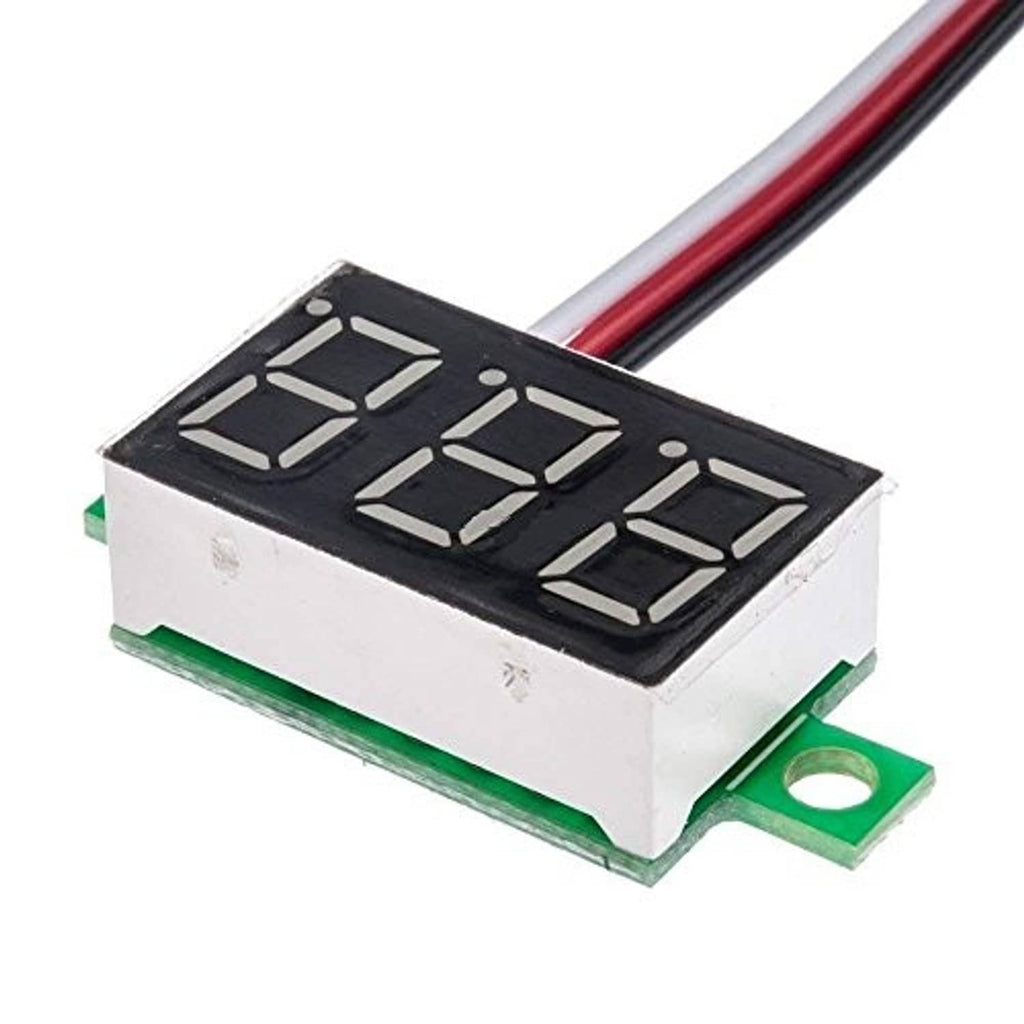Digital DC voltmeter module with black display and red/black input wires