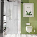 Clear long stall shower curtain liner with top grommets and hanging rings