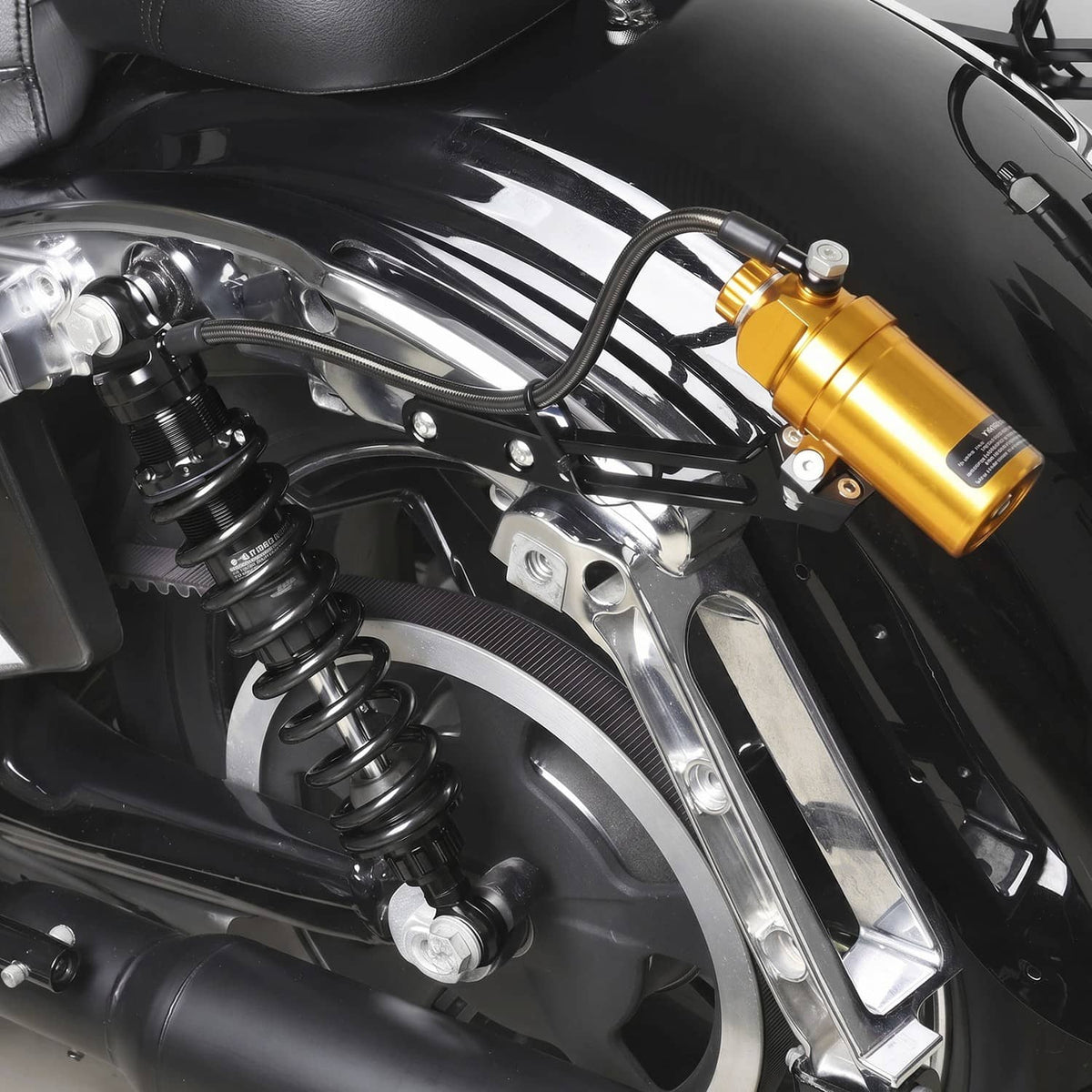 RivetOak Upgraded Adjustable Remote Reservoir Rear Suspension Shocks For Harley Touring