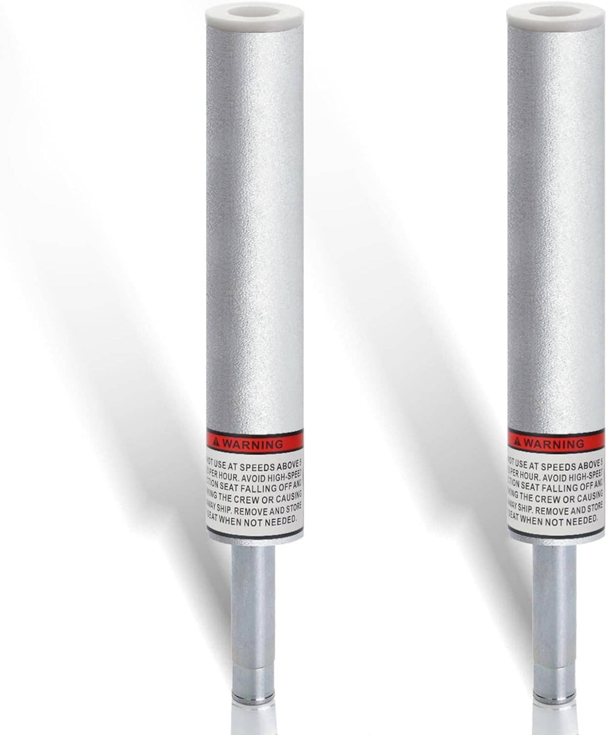Silver marine boat seat pin post with flanged top and foot, two-pack view