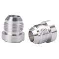 AN male flare weld-on bung adapter, silver, threaded fitting (2-pack)