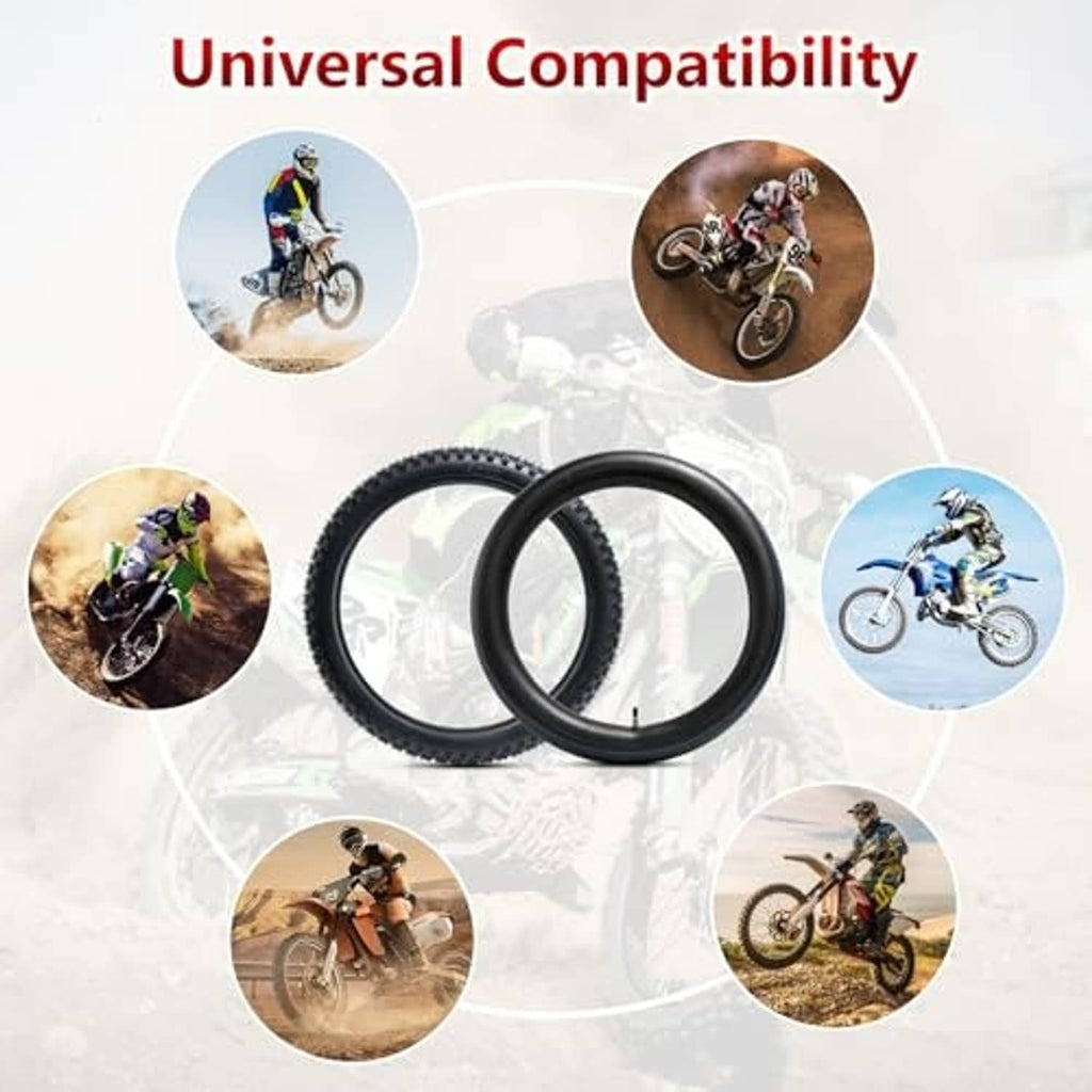 Dirt bike tire and inner tube set shown together