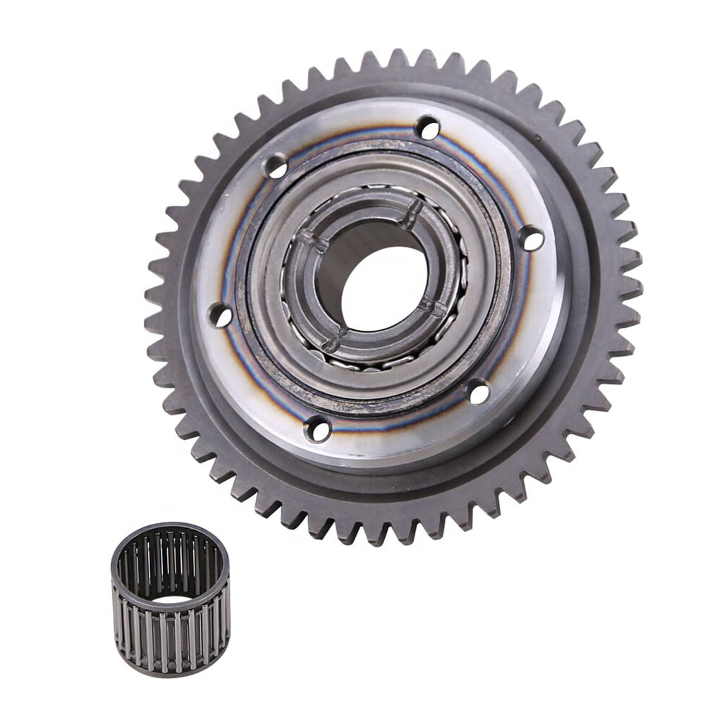 Starter clutch gear with one-way bearing assembly and separate needle bearing
