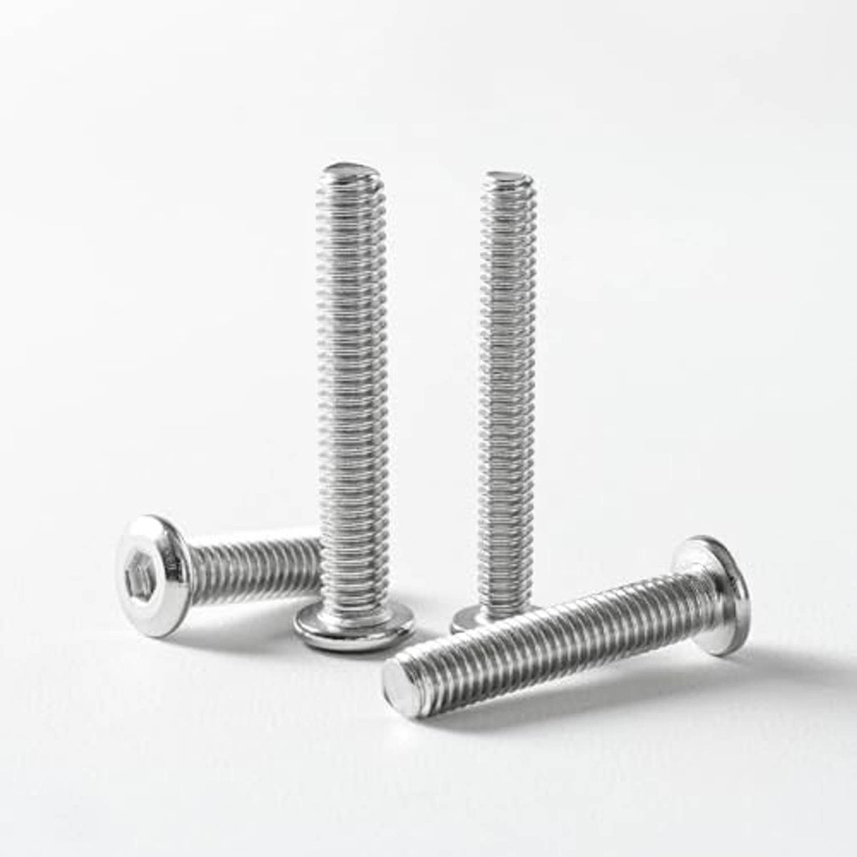 Stainless steel socket cap screws with hex socket drive and flat countersunk heads, 3-piece view