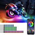 RGB motorcycle LED light kit with multicolor strip lights and app-control smartphone