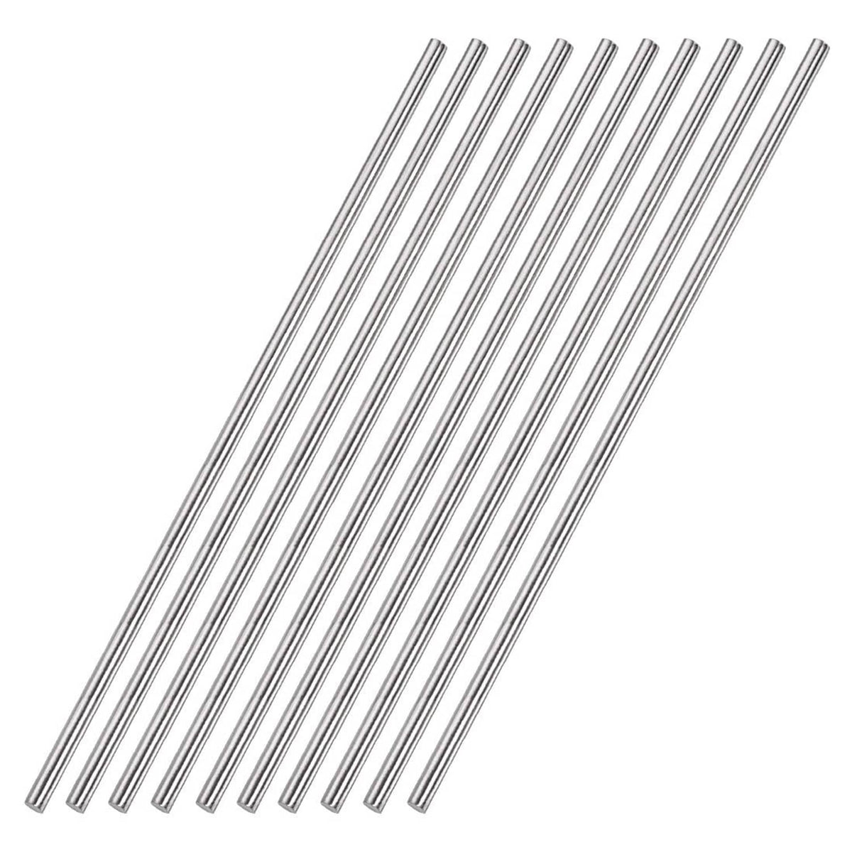 4mm solid round stainless steel rod, 300mm length, silver tone (304), set of two