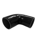 Black 90° silicone tubing elbow, smooth curved 2.5in ID