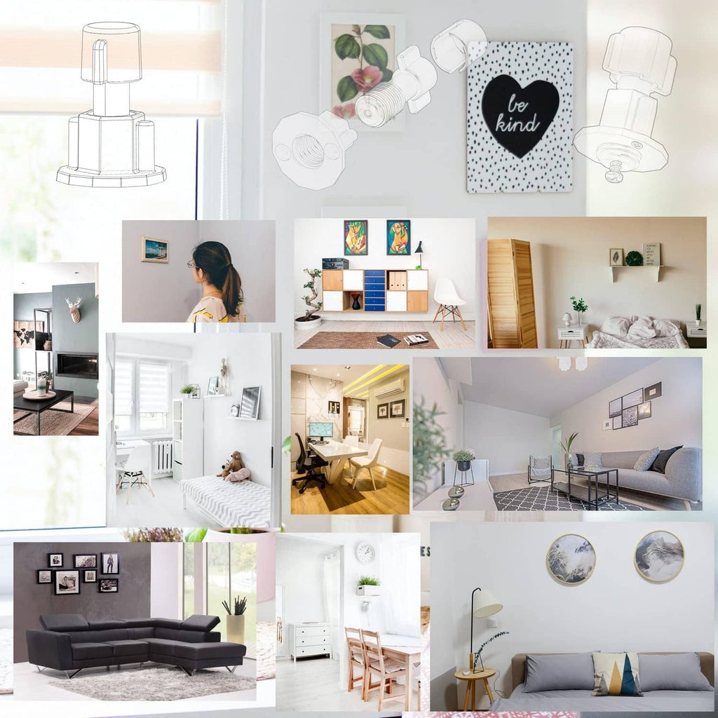 Picture hanging marker kit used on multiple wall frames in different rooms