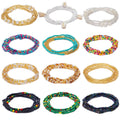 Set of 12 beaded waist chains in mixed colors, including pearls and multicolor beads
