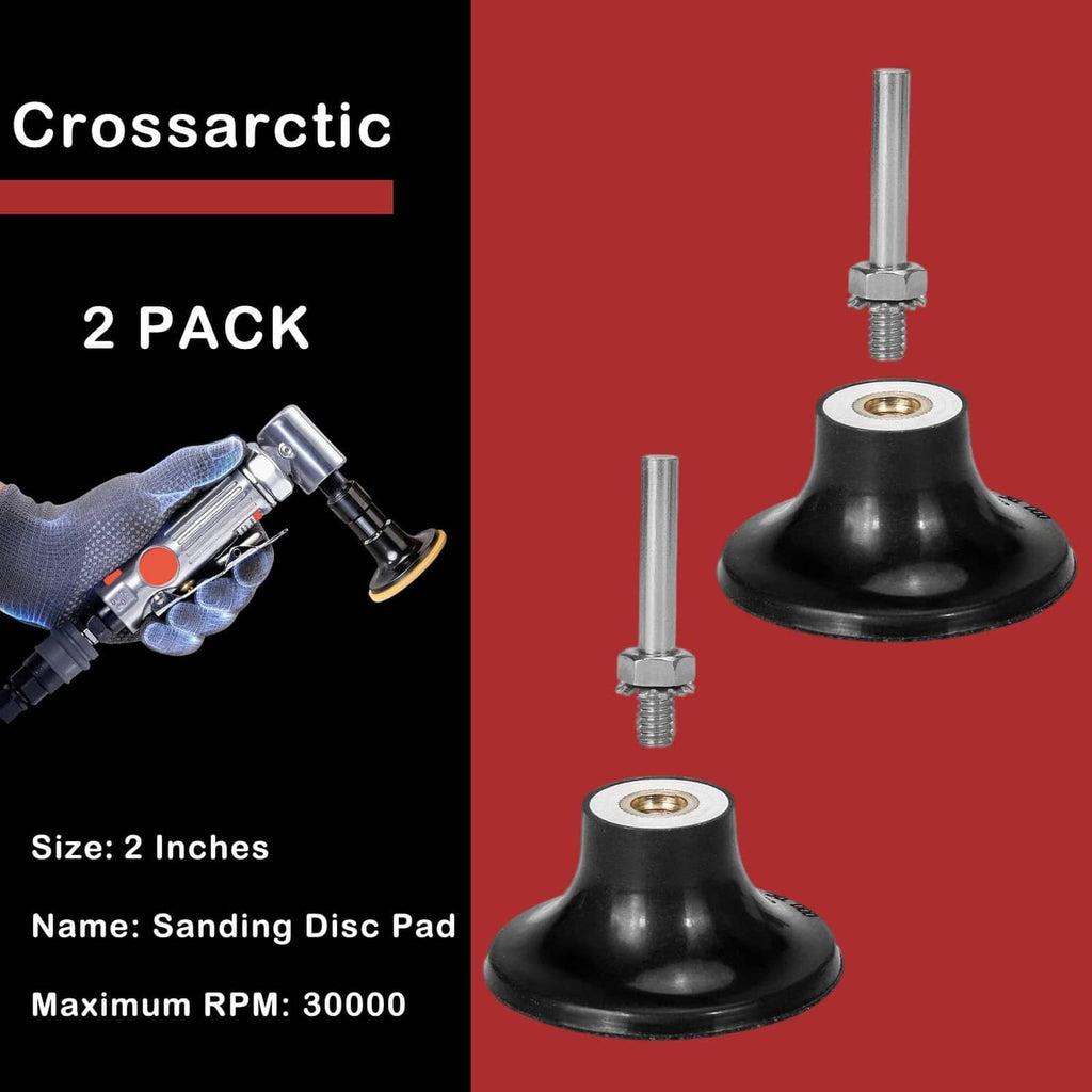 Crossarctic black 2-inch sanding disc pad holder, 2-pack with metal stems