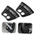 Pair of black curved wheel rim protectors with rectangular cutouts, Gufmewu logo.