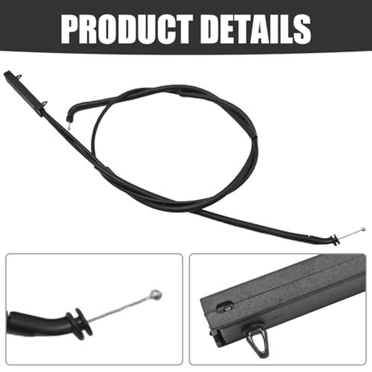 Black release cable assembly with latch clip and metal pin connector