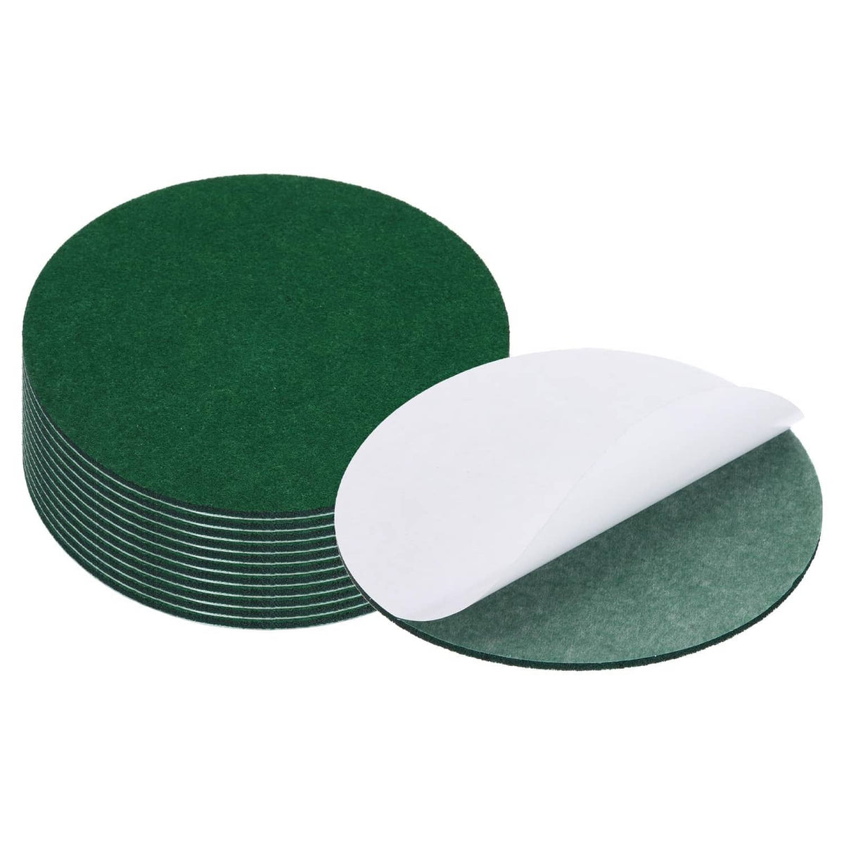 Dark green felt lamp base pad set, with white adhesive backing sheet on top