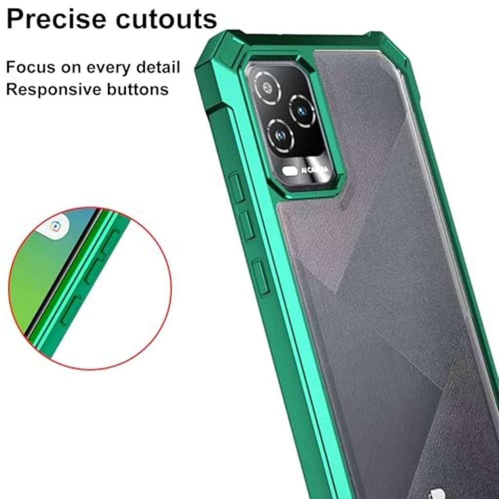 Green phone case with precise cutouts for camera and side buttons