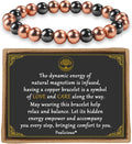 Alternating copper, bronze, and black magnetic bracelet beads in a loop