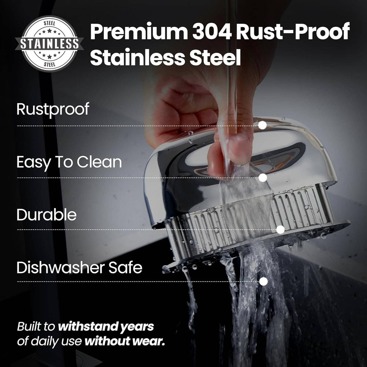 304 stainless steel meat tenderizer tool with needle blades and dishwasher-safe design