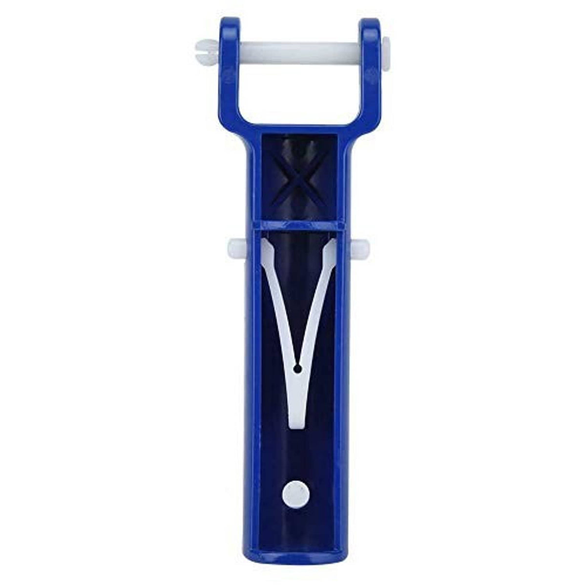 Blue pool vacuum handle replacement kit with V-clip and pin, top bracket detail