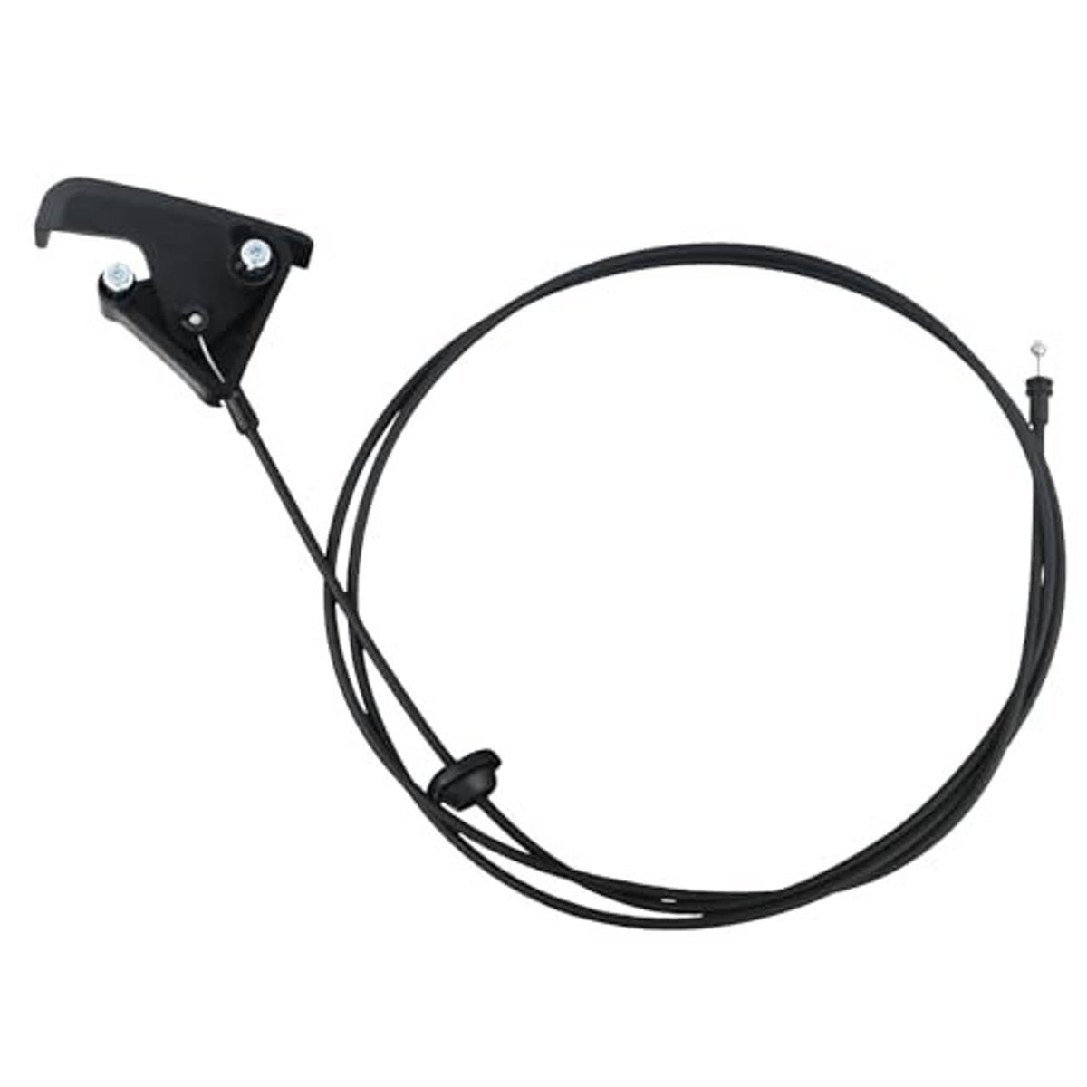 Hood release cable assembly with black pull handle and bracket