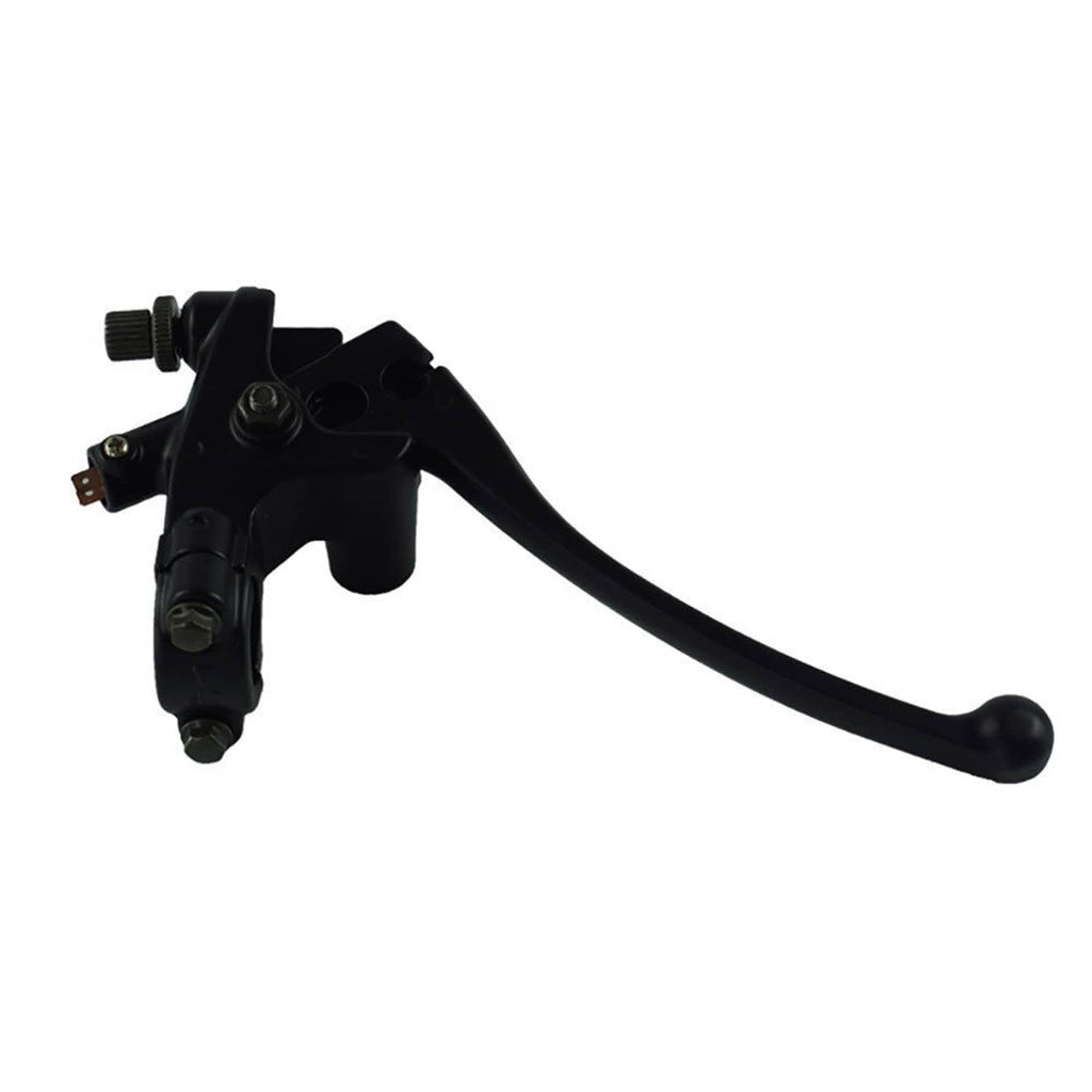 Black clutch brake lever assembly perch with curved handle, side view