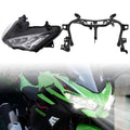 Motorcycle front headlight housing with upper stay fairing bracket and mounts