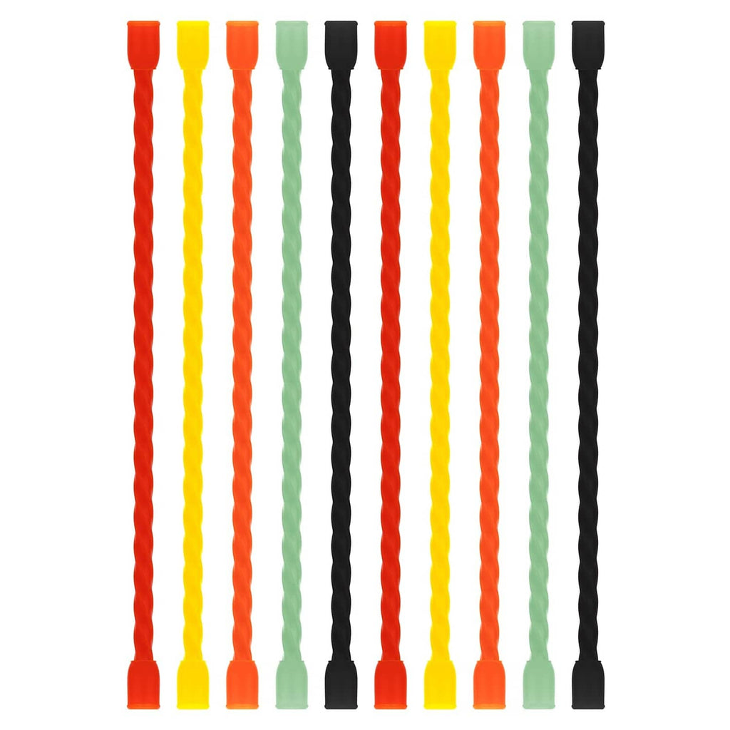 Reusable 6-inch silicone cable ties, 10-pack in red, yellow, black, and green