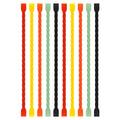 Reusable 6-inch silicone cable ties, 10-pack in red, yellow, black, and green