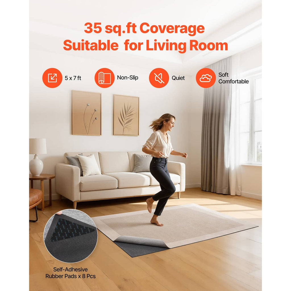 Non-slip rug pad underlay with rubber grips, laid flat on the floor