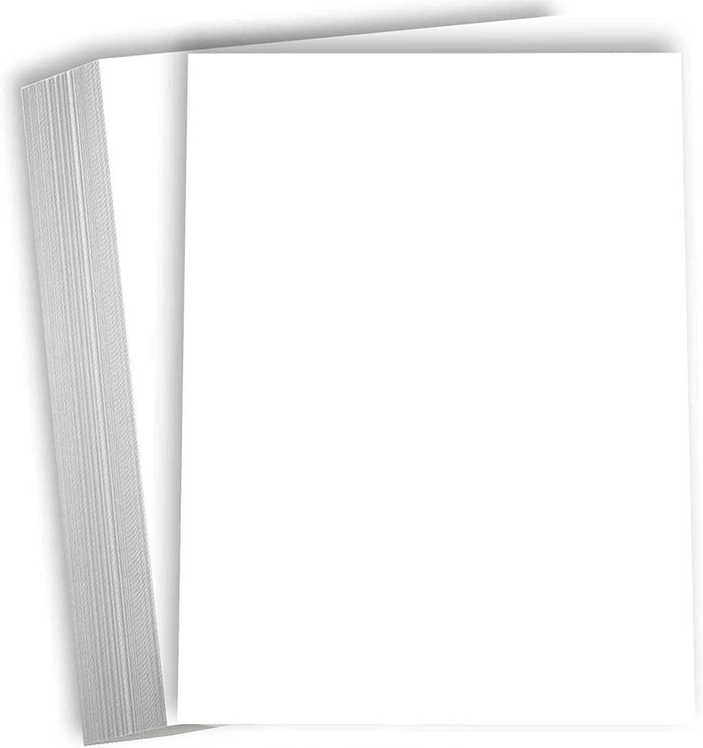 White cardstock printer paper stack, 8.5 x 11 sheets