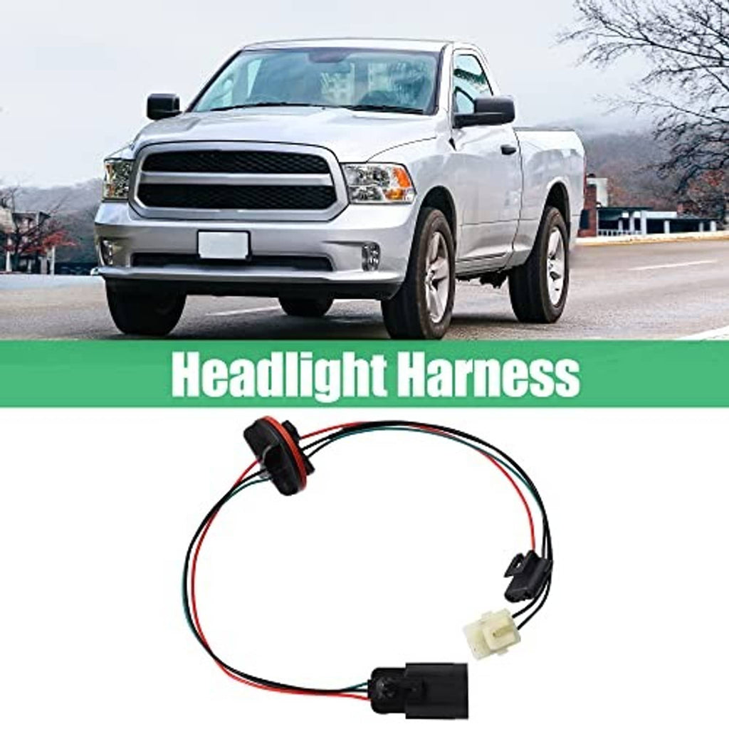 Headlight wiring harness with round bulb socket and white plug connector
