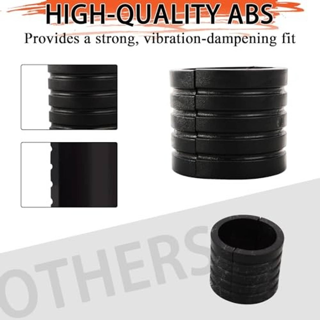 Black ABS-style highway peg mount spacers with ribbed design and inner opening