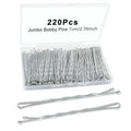 Set of 220 silver jumbo bobby pins with clear storage case, 2.76 in
